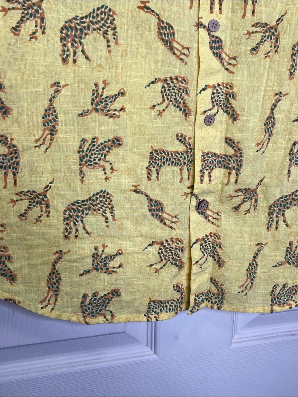 Fabindia Shirt Cotton Hand Block Printed Slim Fit Regular Button Front  Sz  M - Picture 5 of 7